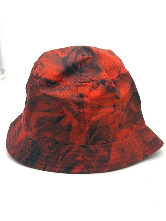 Valentino Garavani Nylon Red Floral Rose Print Bow Bucket Rain Hat